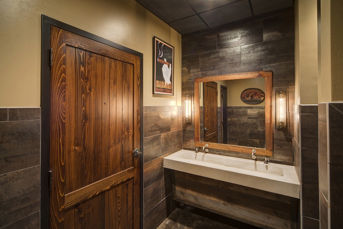 Architectural interior design with wood and tile finishes